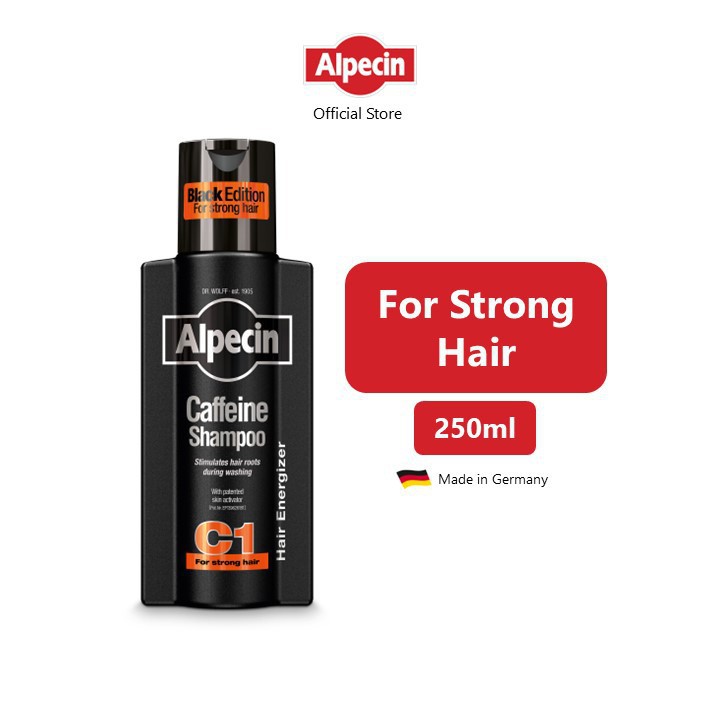Alpecin Cafeïne Shampoo C1 Black met Nieuwe Geur 250ml | Stimuleert Natuurlijke Haargroei voor Mannen