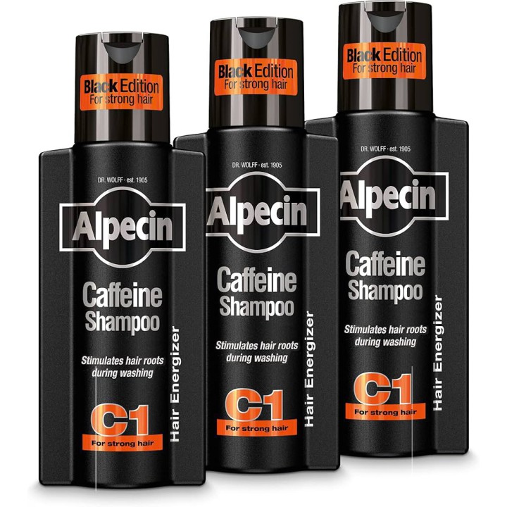 Alpecin Cafeïne Shampoo C1 Black met Nieuwe Geur 250ml | Stimuleert Natuurlijke Haargroei voor Mannen